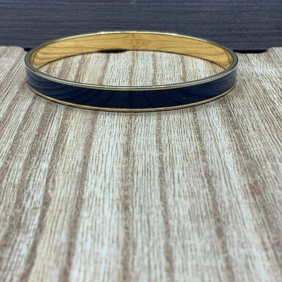 Monet Navy Blue Enamel Gold Tone Bangle Bracelet - Picture 2 of 5